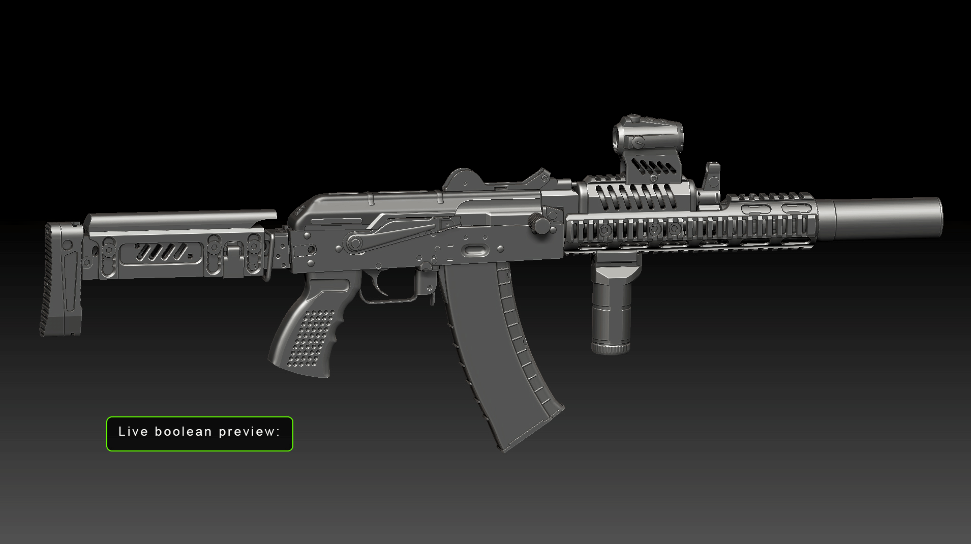 突击步枪3d模型制作从zbrush到3dsmax工作流程教程